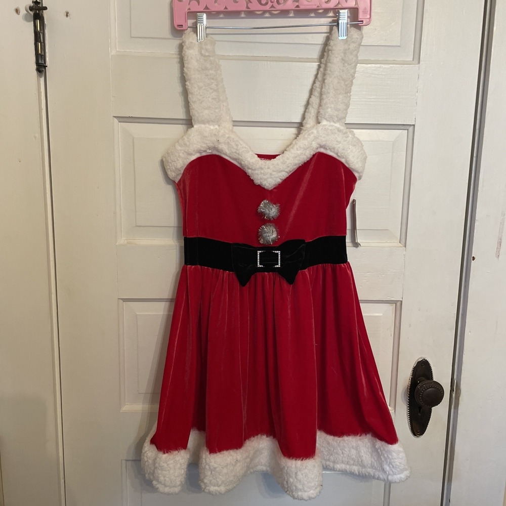 NWT Ms. Claus Christmas Dress M (7-9) Holiday Festive Red Velvet Cute Flirty